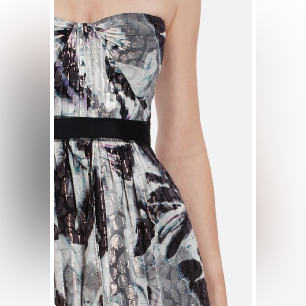 BCBCMaxAzria strapless metallic empire waist gown